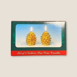Play By Play Golden Pine Cone Candles Christmas Holiday Set of 2